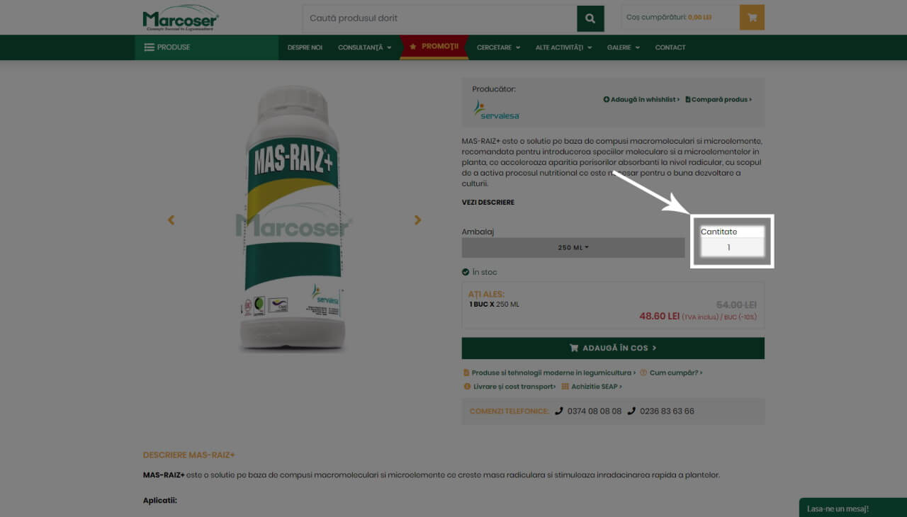 Alege cantitatea de produse